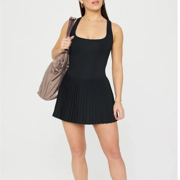 Fabletics Women's Hot Shot Pleated Dress Mini Black/Black Size XXS